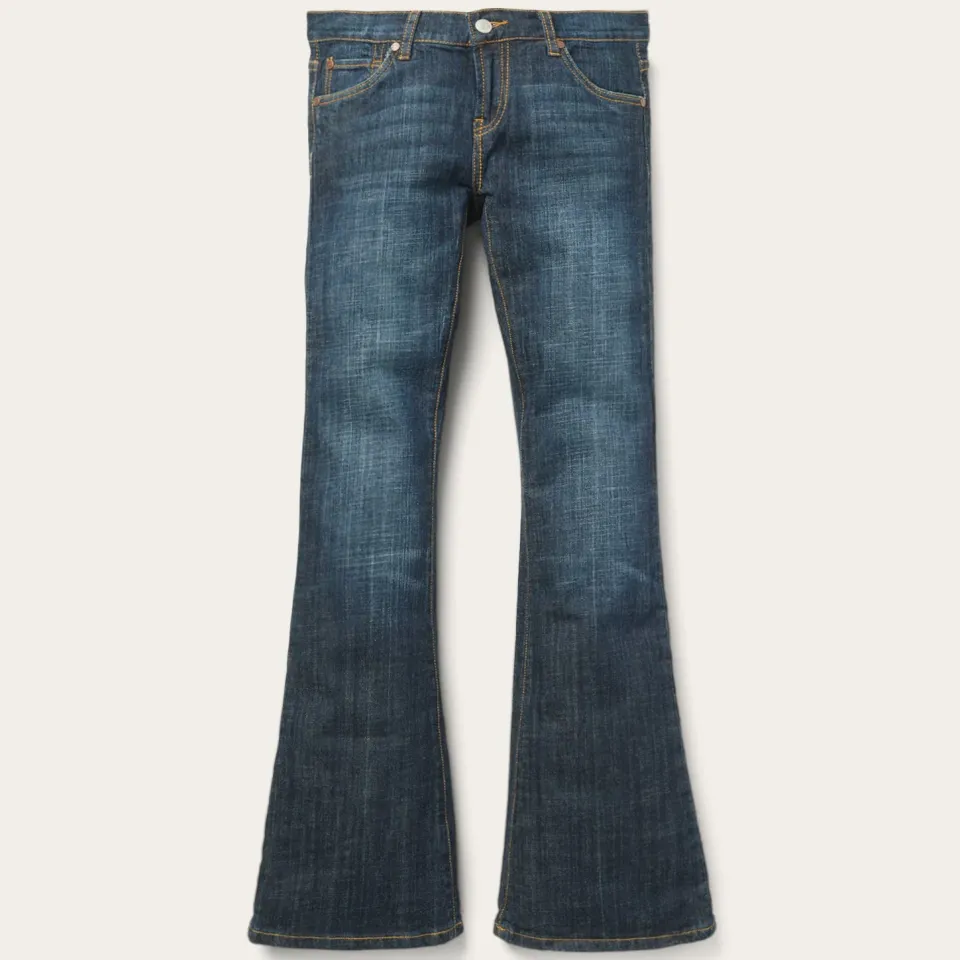 New Stetson 816 Classic Boot Cut Jeans In Dark Wash Blue