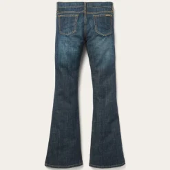 New Stetson 816 Classic Boot Cut Jeans In Dark Wash Blue