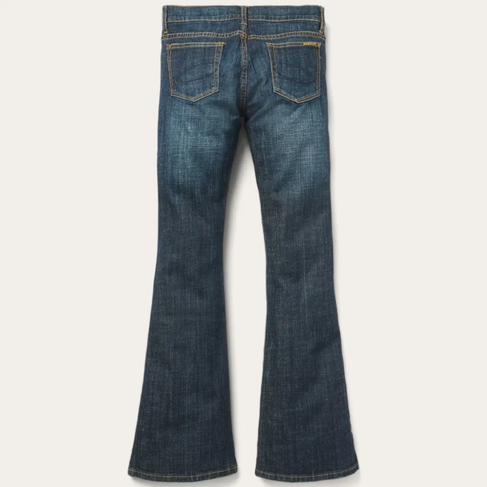 New Stetson 816 Classic Boot Cut Jeans In Dark Wash Blue