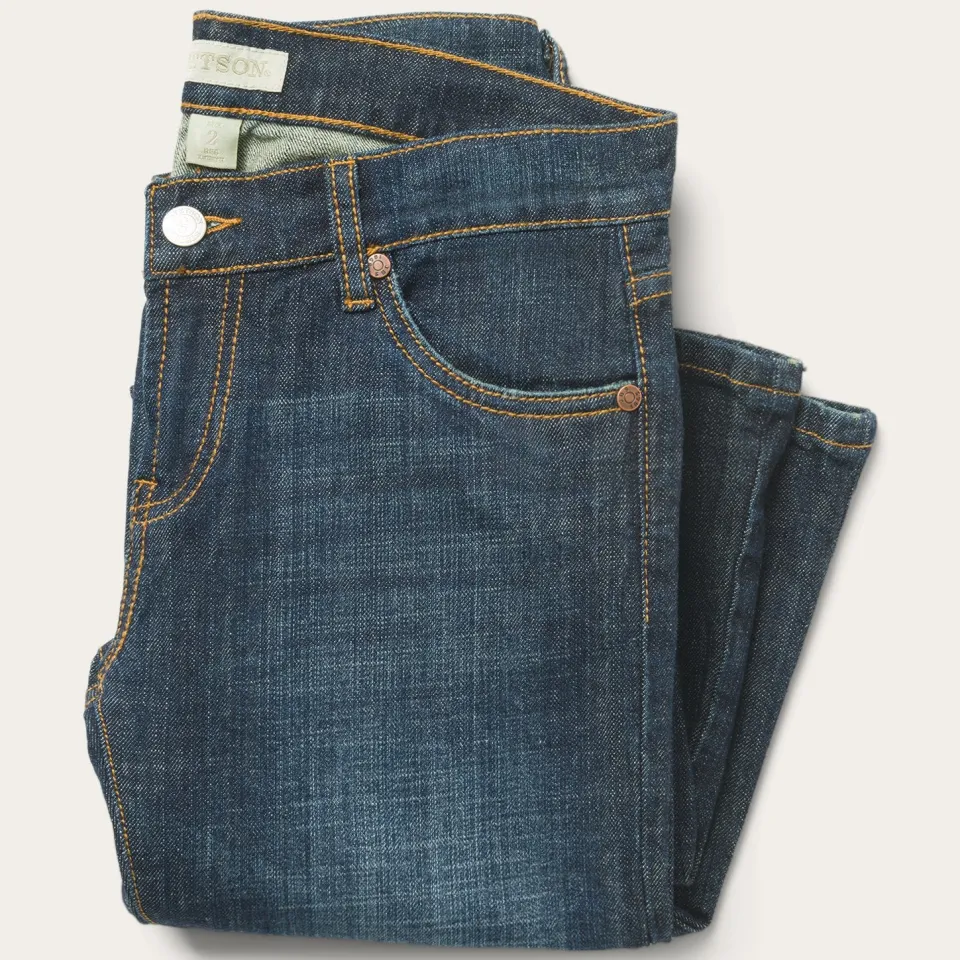 New Stetson 816 Classic Boot Cut Jeans In Dark Wash Blue