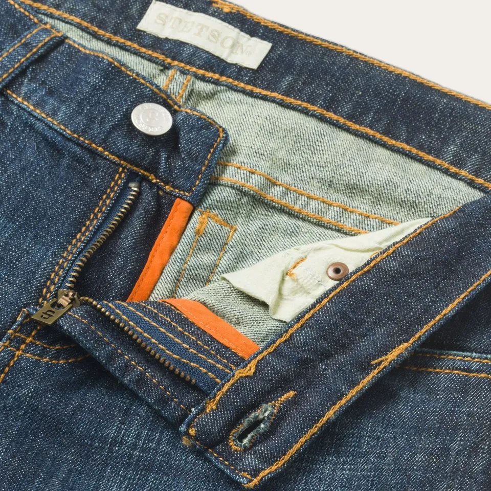 New Stetson 816 Classic Boot Cut Jeans In Dark Wash Blue