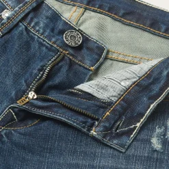 Stetson 1014 Fit Destructed Dark Wash Jeans Blue
