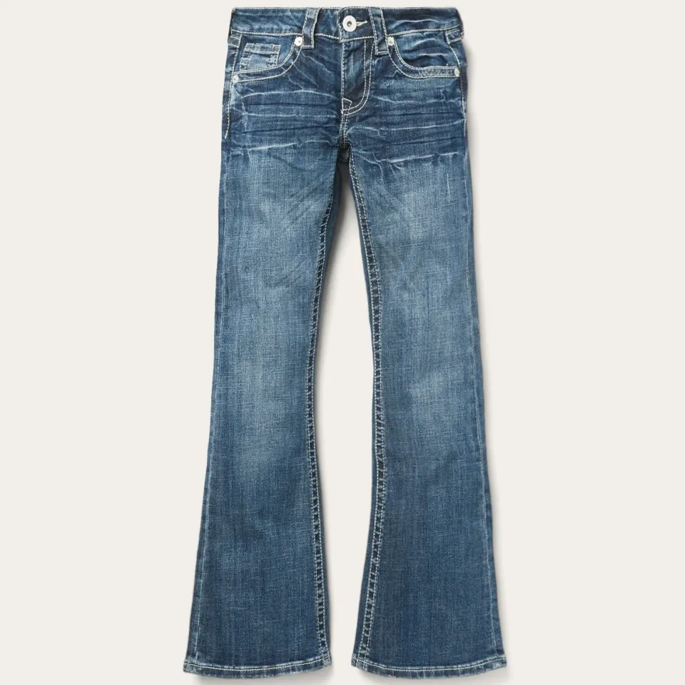 New Stetson 816 Fit Jeans With White "S" Back Pocket Blue