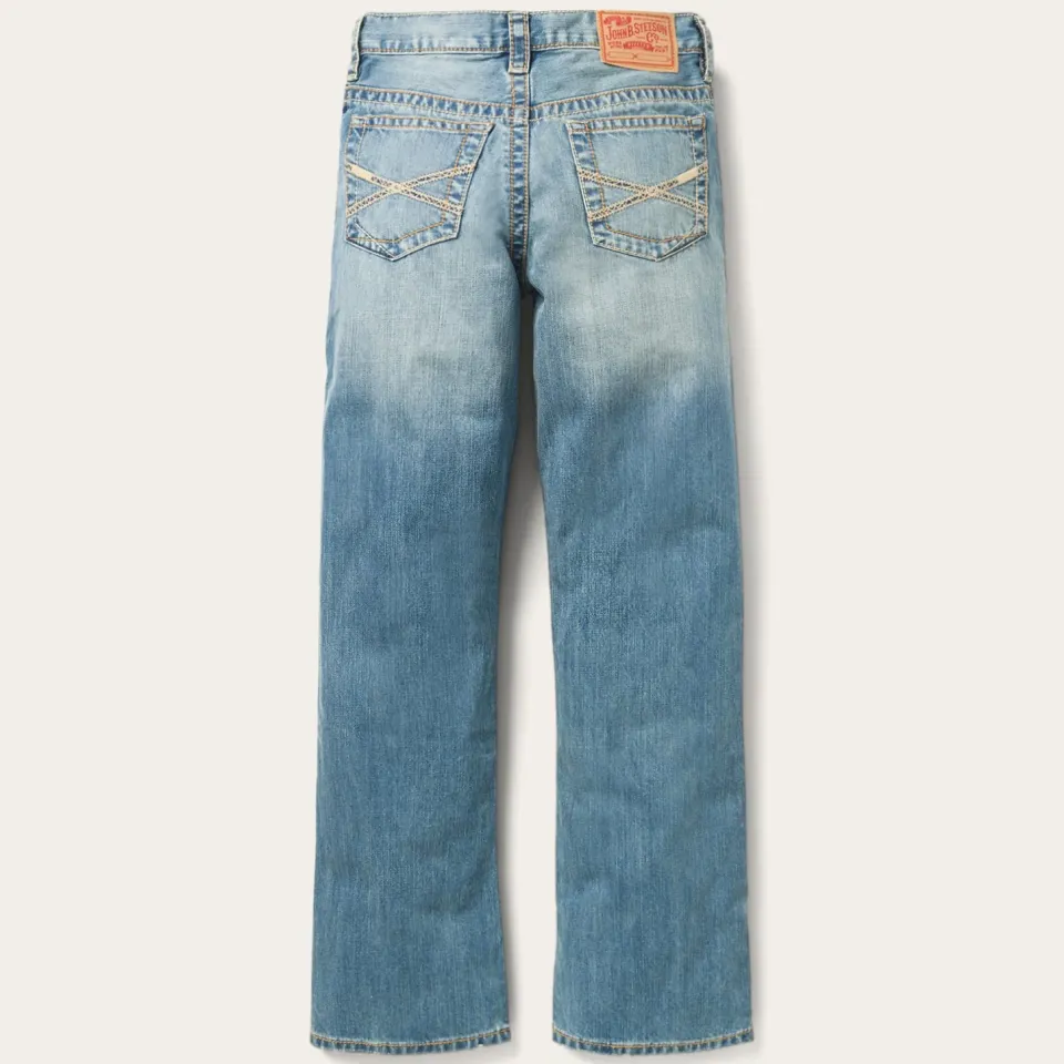 Discount Stetson 1520 Fit Light Wash Jeans With Tacking Blue