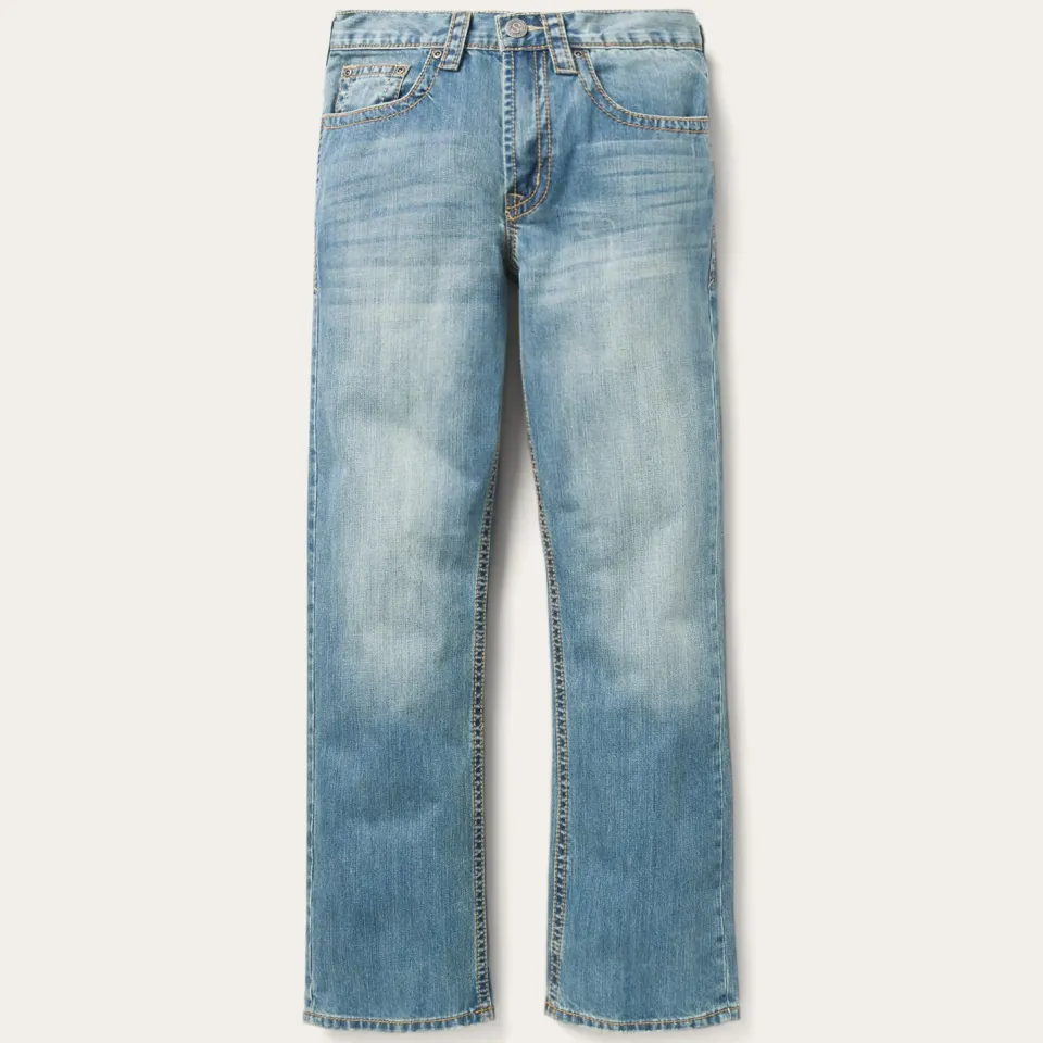 Best Stetson 1520 Fit Light Wash Jeans With Tacking Blue