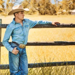 Best Stetson 1520 Fit Light Wash Jeans With Tacking Blue