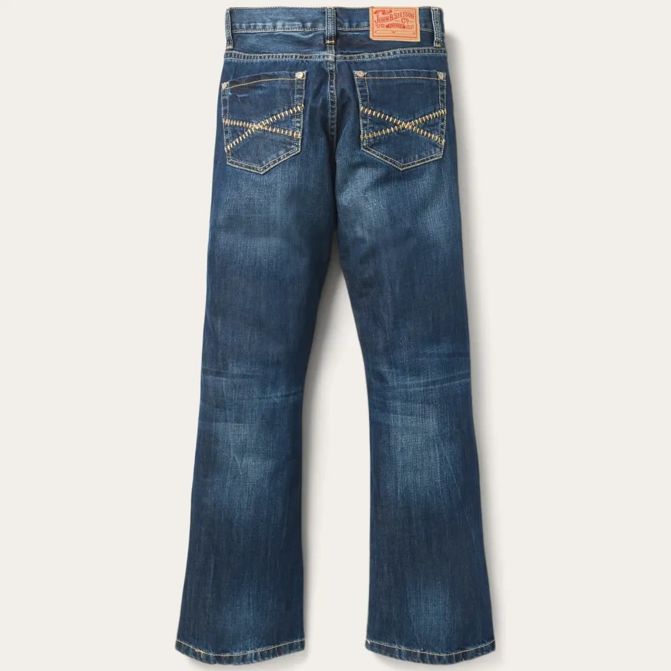 Sale Stetson 1014 Fit Semi-Destructed Wash Jeans Blue