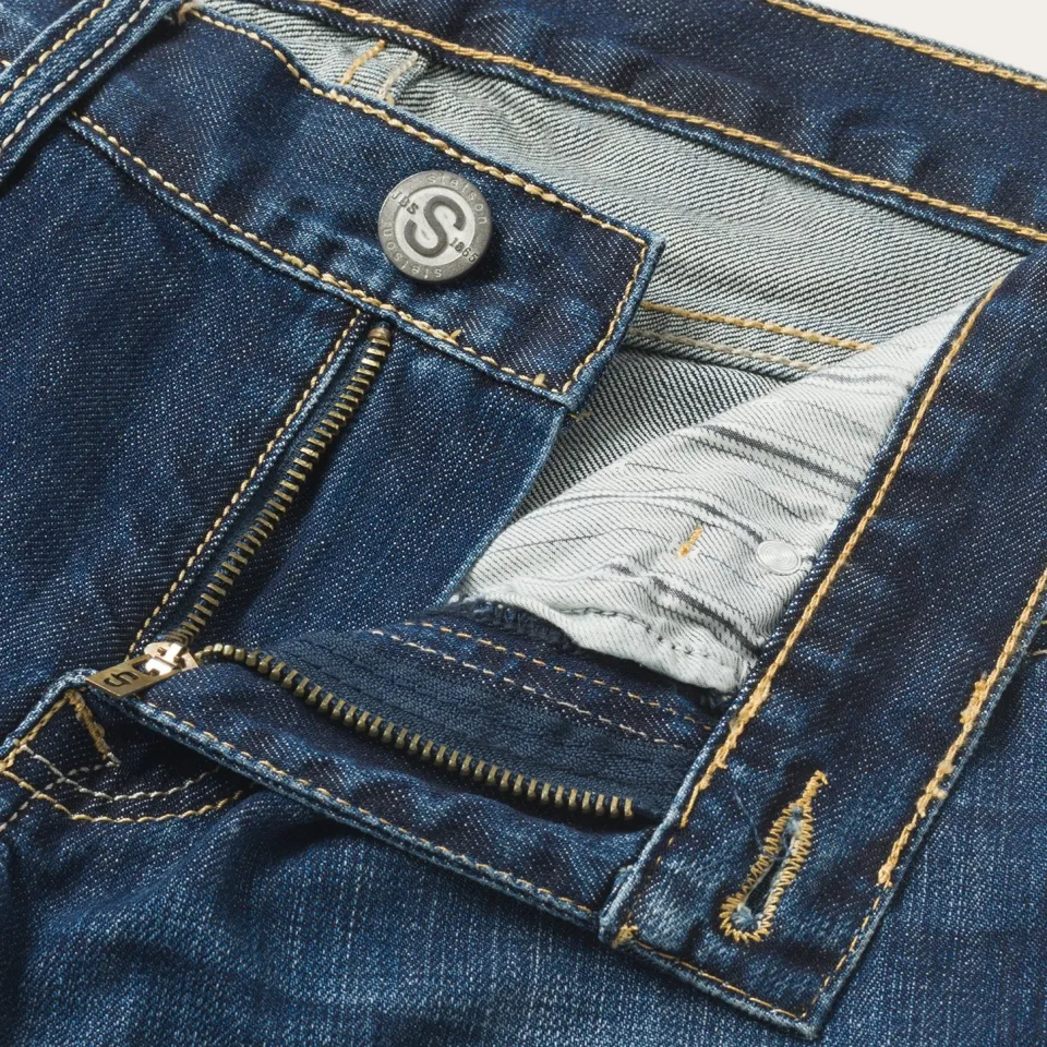 Sale Stetson 1014 Fit Semi-Destructed Wash Jeans Blue