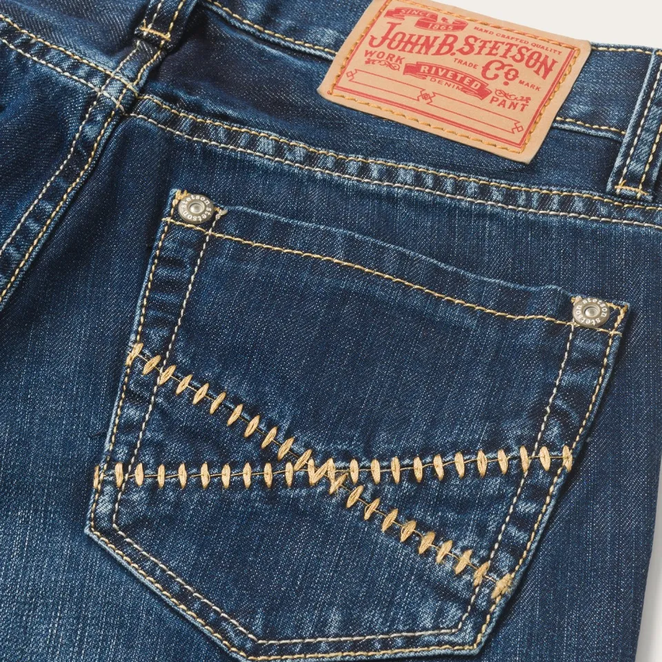 Sale Stetson 1014 Fit Semi-Destructed Wash Jeans Blue