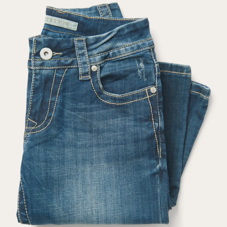 Stetson 214 Trouser Fit Jean With Deco Back Pocket Blue