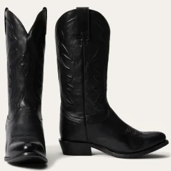 Clearance Stetson Ames Corded Burnished Leather Boot Black