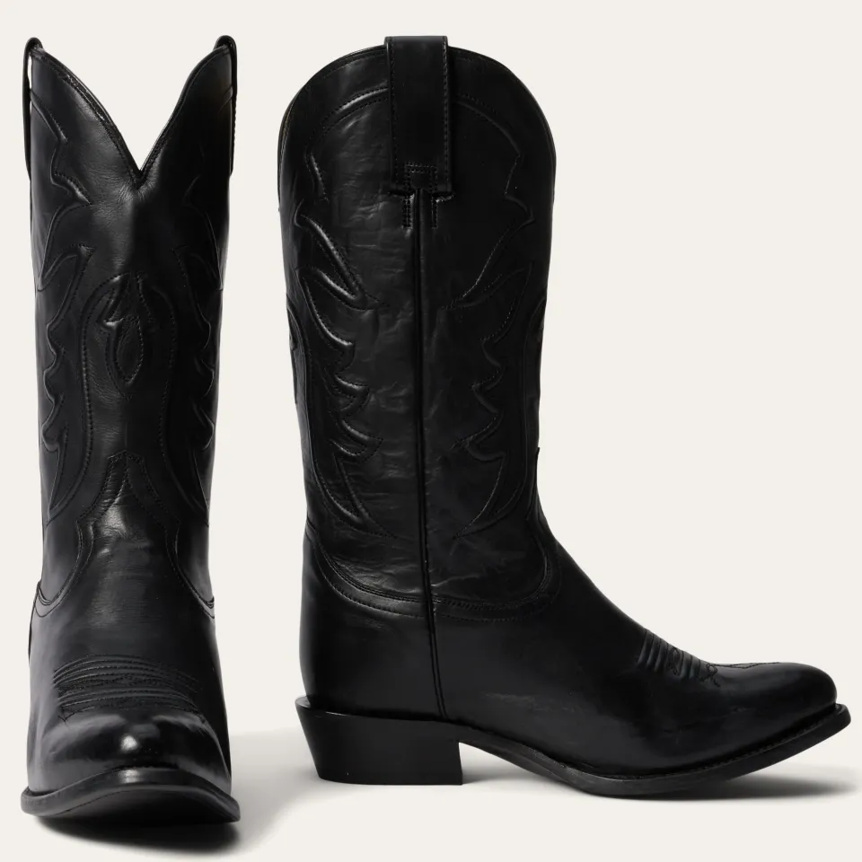 Clearance Stetson Ames Corded Burnished Leather Boot Black