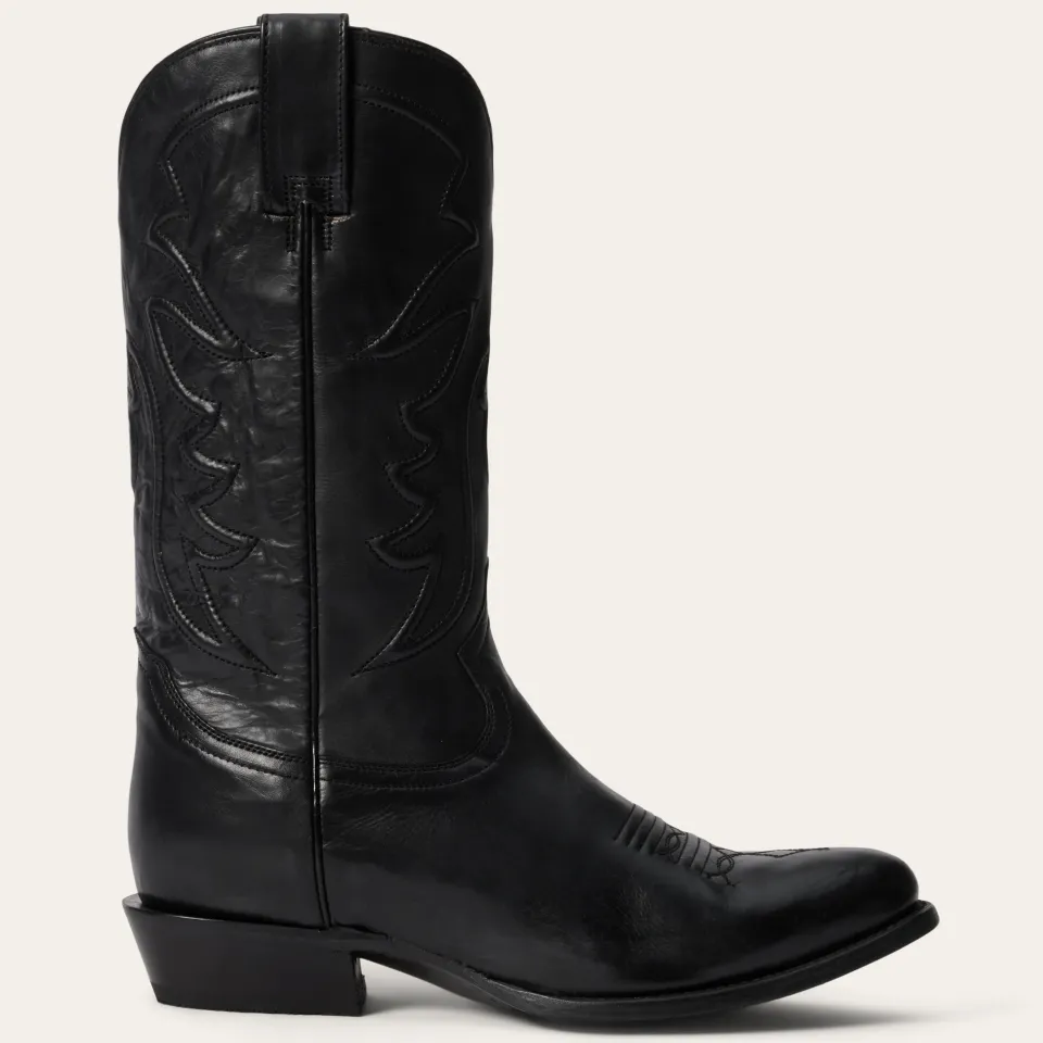 Clearance Stetson Ames Corded Burnished Leather Boot Black