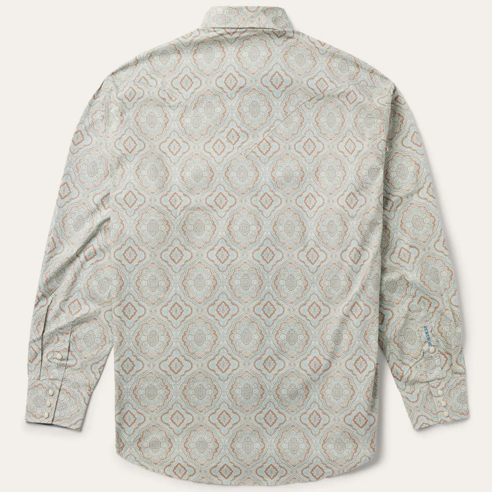 Sale Stetson Aqua Paisley Print Western Shirt Green
