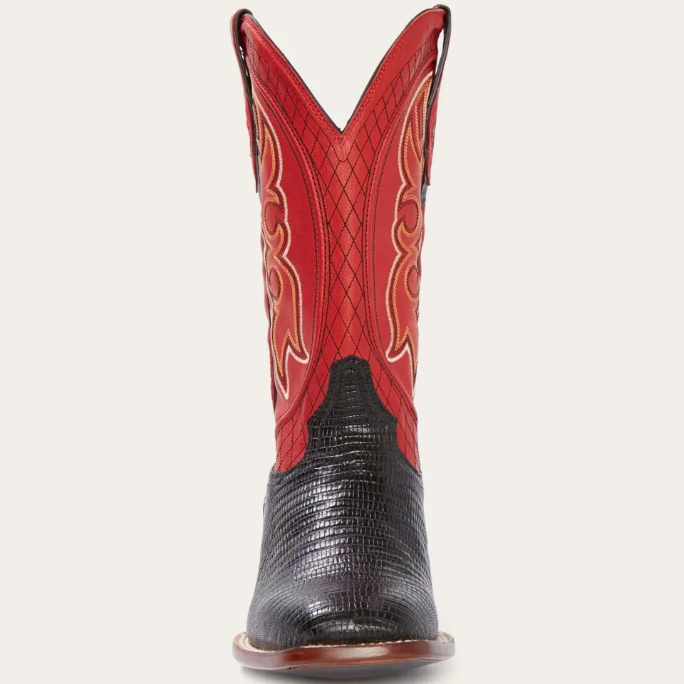 Discount Stetson Arlington Teju Red Matte Cowboy Boot Black