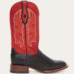 Stetson Arlington Teju Red Matte Cowboy Boot Black