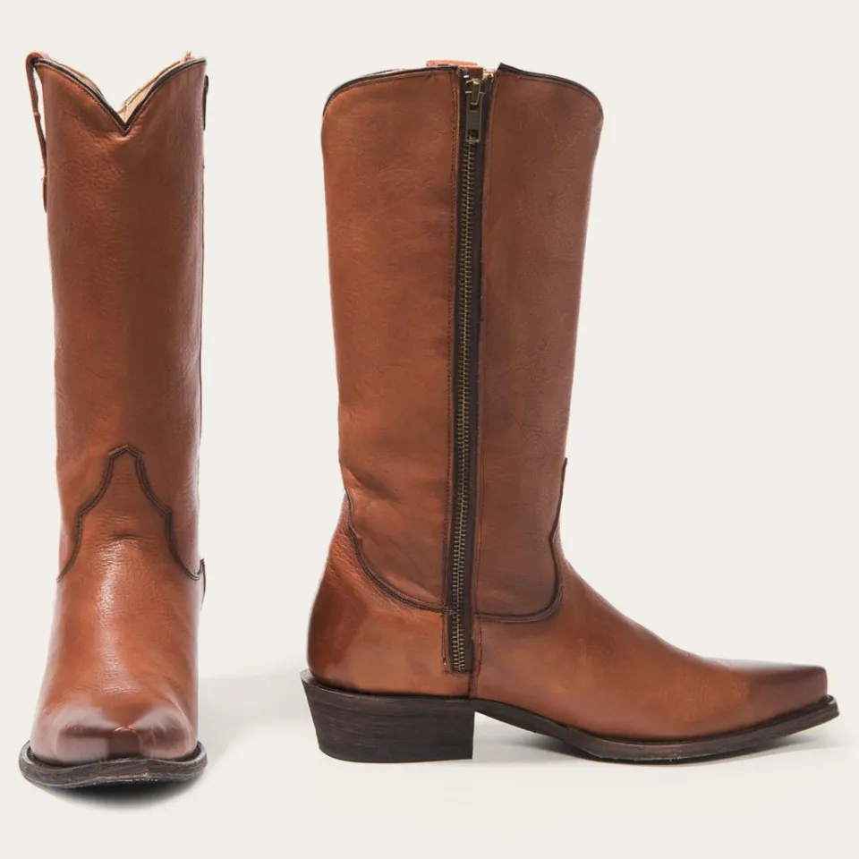 Sale Stetson Austin Burnished Leather Snip Toe Boot Cognac