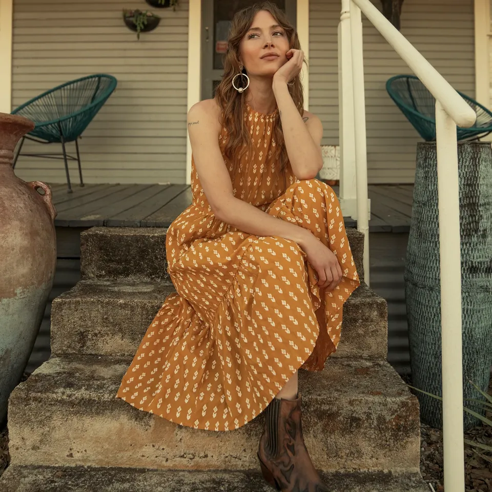 Clearance Stetson Aztec Dress Yellow