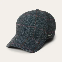 Hot Stetson Baseball Cap Wool Blue Herringbone