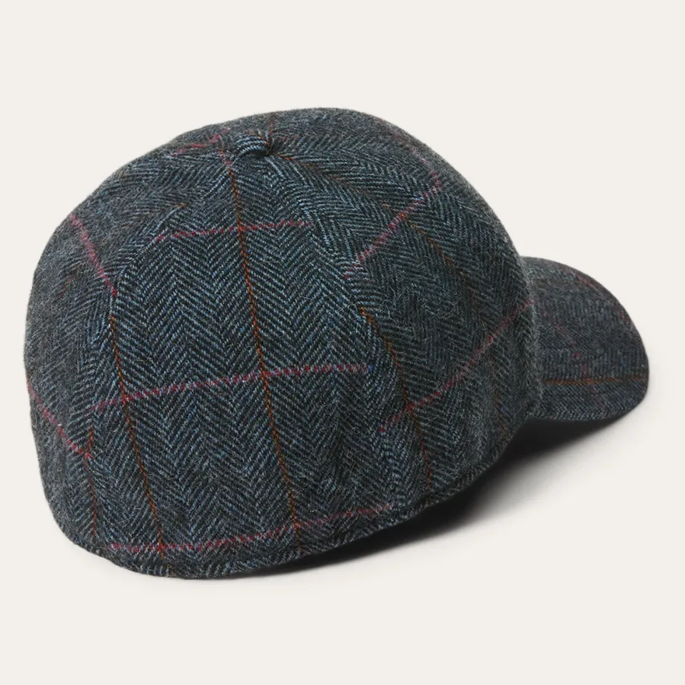 Hot Stetson Baseball Cap Wool Blue Herringbone