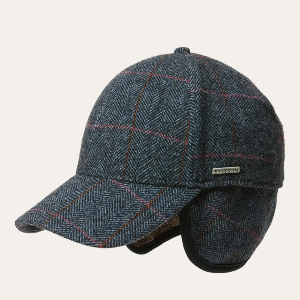 Best Stetson Baseball Cap Wool Blue Herringbone