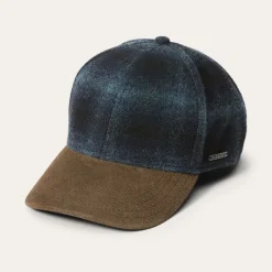 Clearance Stetson Baseball Cap Wool Blue Check
