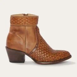 Outlet Stetson Basketweave Side Zip Ankle Boot Brown