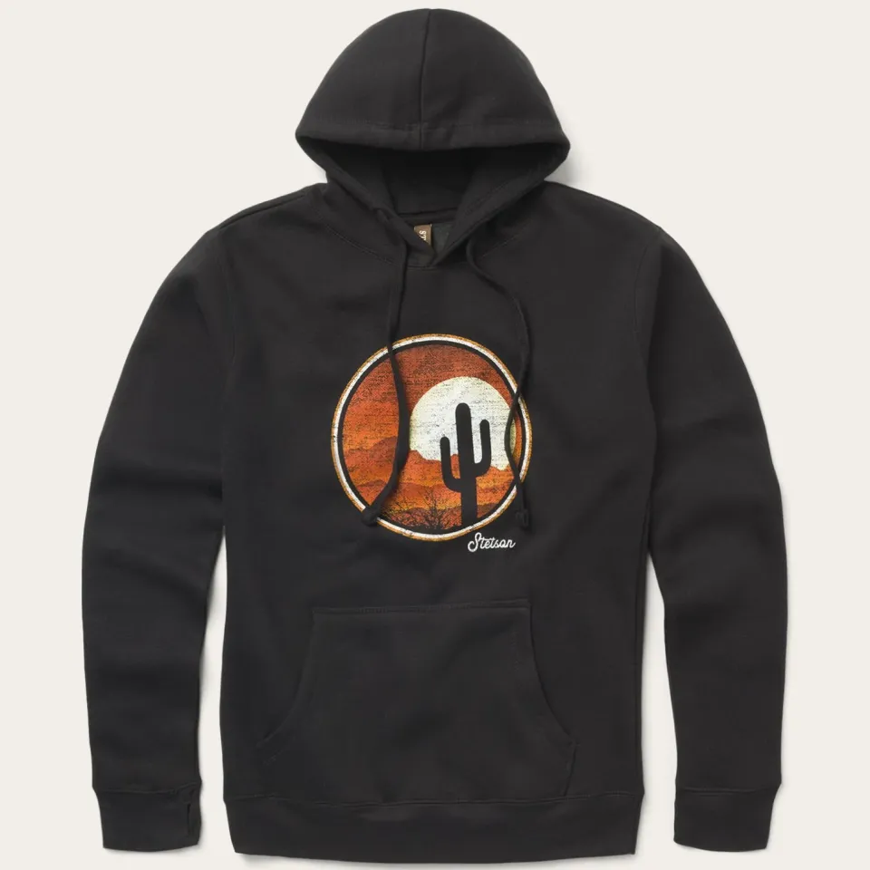 Clearance Stetson Desert Scene Fleece Knit Hooded Sweatshirt Black