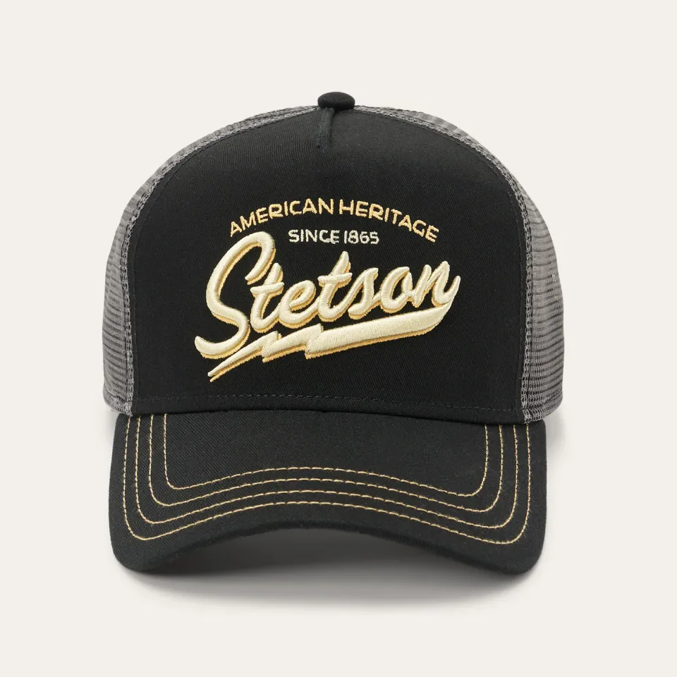 Outlet Stetson Embroidered 1865 Trucker Cap Black