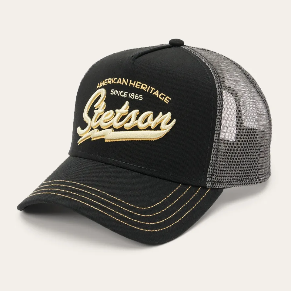 Outlet Stetson Embroidered 1865 Trucker Cap Black