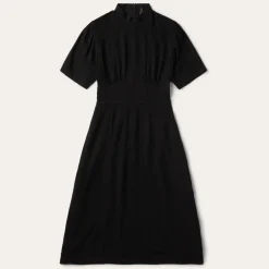 Clearance Stetson Herringbone Twill Midi Dress Black