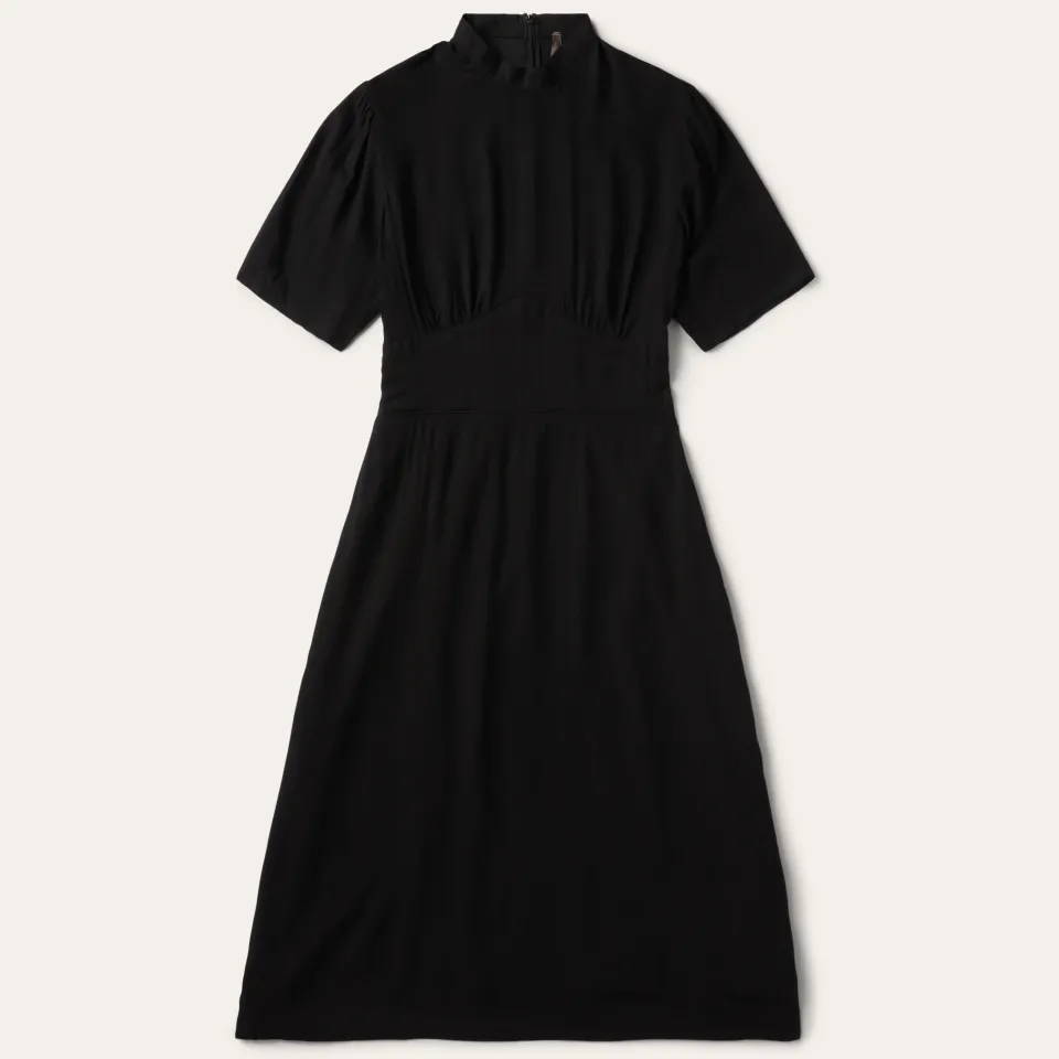 Clearance Stetson Herringbone Twill Midi Dress Black