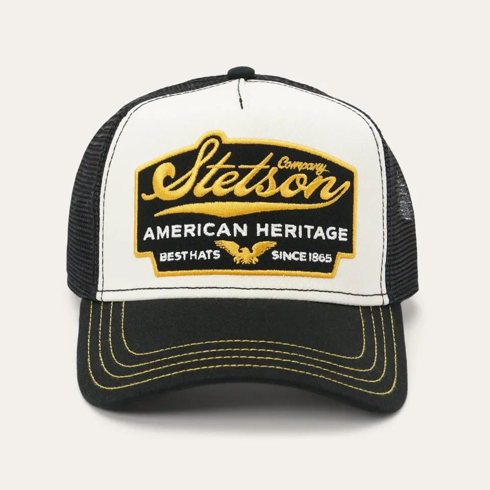 Stetson Black Script Heritage Trucker Cap Black/White
