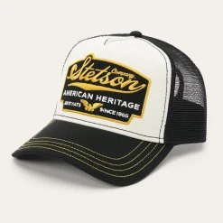 Stetson Black Script Heritage Trucker Cap Black/White