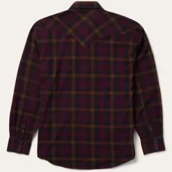 Discount Stetson Black Plaid Flannel Western Shirt Wine