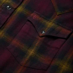 Discount Stetson Black Plaid Flannel Western Shirt Wine