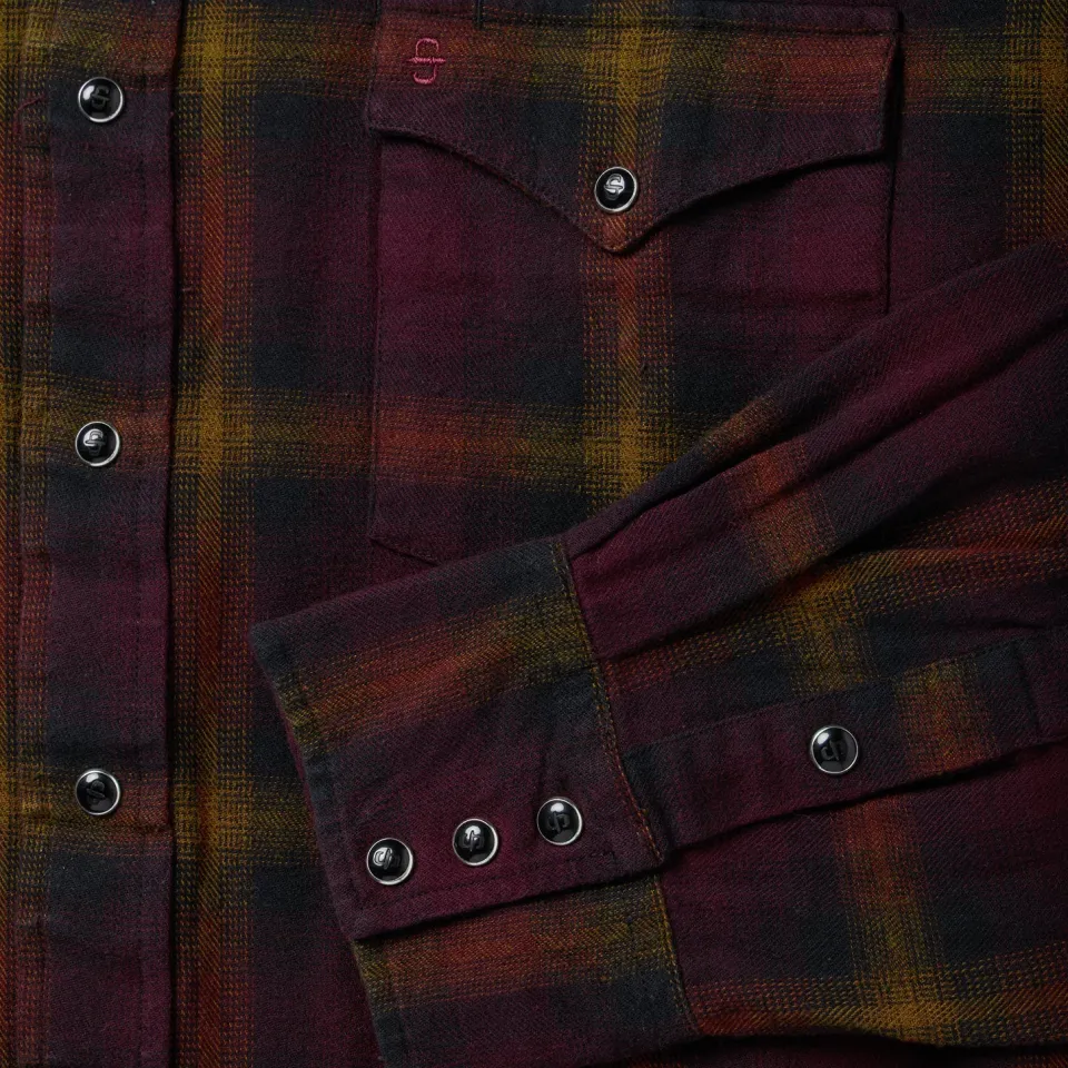 Discount Stetson Black Plaid Flannel Western Shirt Wine