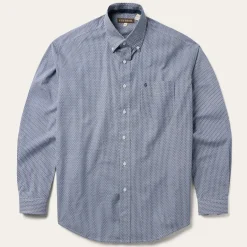 Hot Stetson Deco Geo Print Button Front Shirt Blue