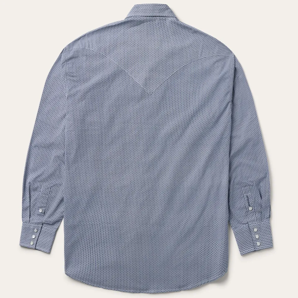 Best Stetson Deco Geo Print Western Shirt Blue