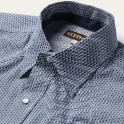 Best Stetson Deco Geo Print Western Shirt Blue