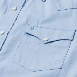 Outlet Stetson End On End Solid Shirt Blue