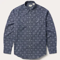 Sale Stetson Medallion Print Western Shirt Blue