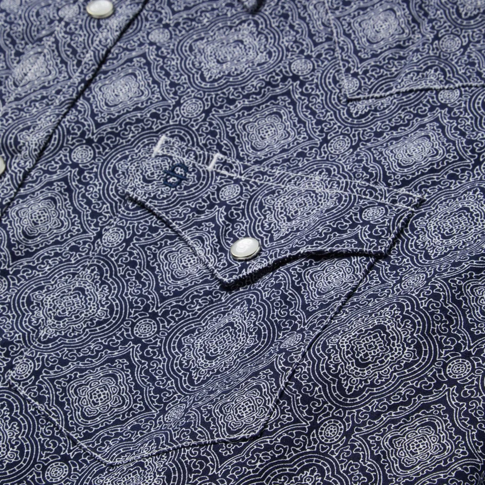Sale Stetson Medallion Print Western Shirt Blue