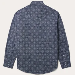 Stetson Medallion Print Western Shirt Blue