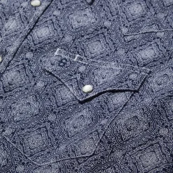 Stetson Medallion Print Western Shirt Blue