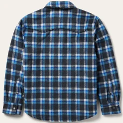 Clearance Stetson Plaid Quilted Shirt Jacket Blue