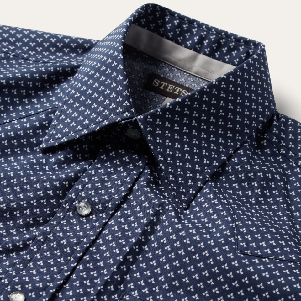 Best Stetson Polaris Geo Print Western Shirt Blue