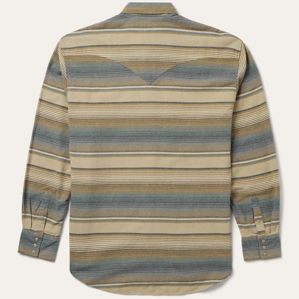 Stetson Stripe Flannel Western Shirt Blue