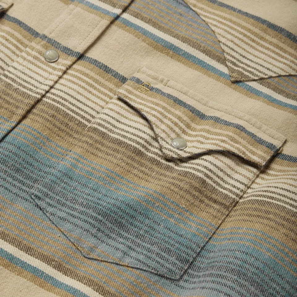 Stetson Stripe Flannel Western Shirt Blue