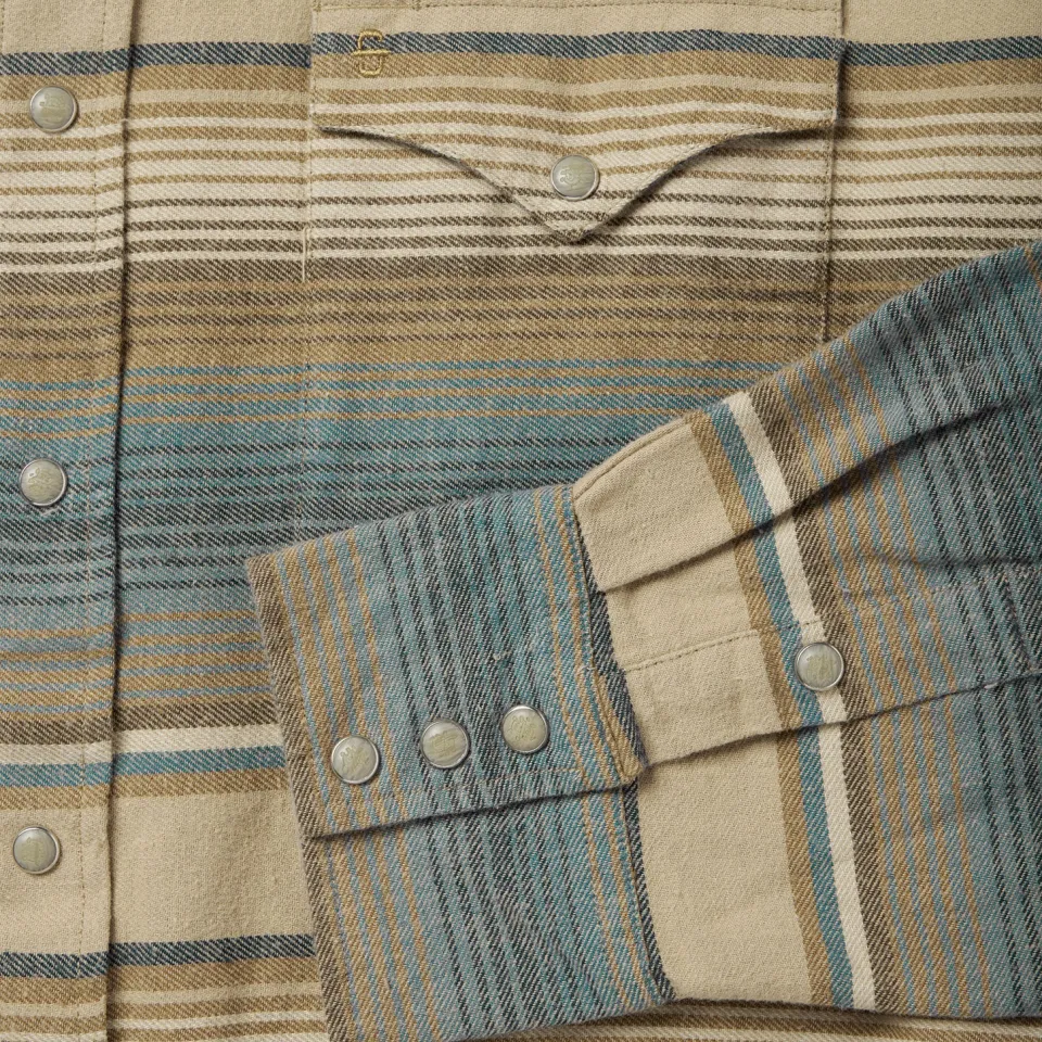 Stetson Stripe Flannel Western Shirt Blue
